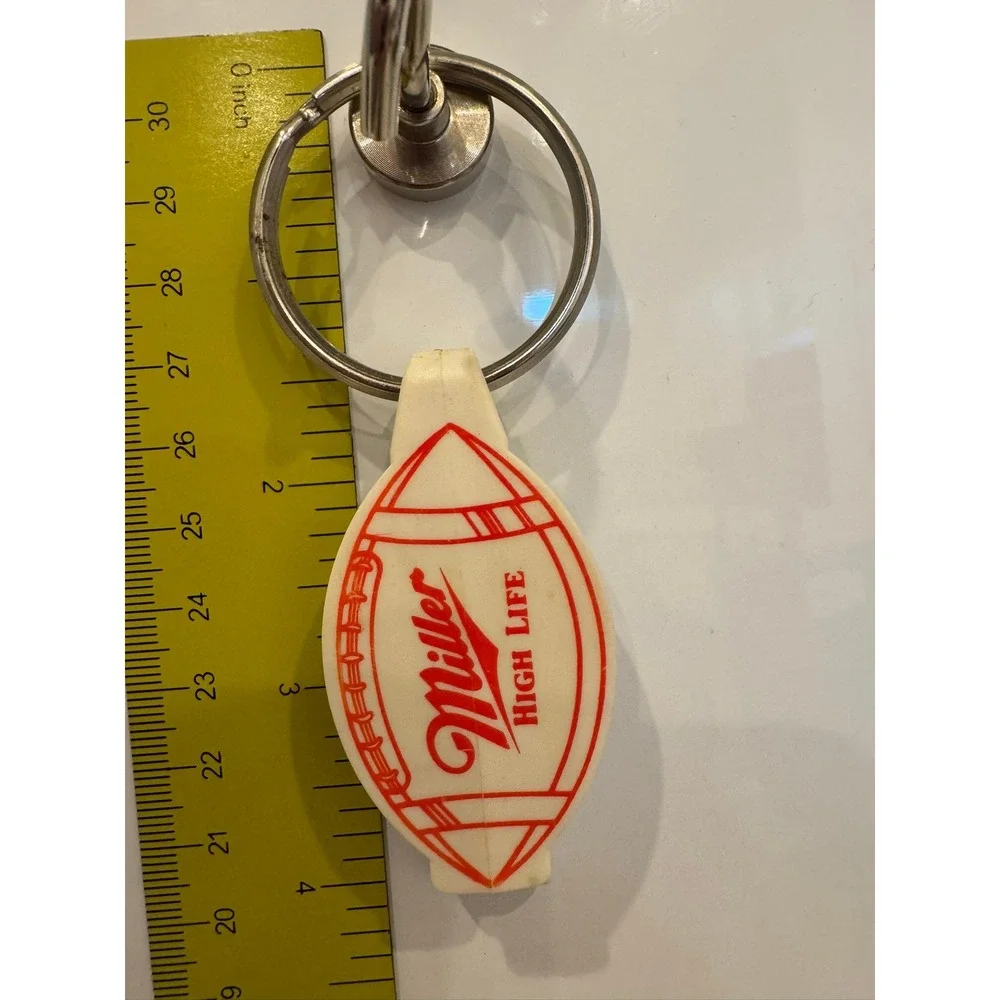 Vintage Miller High Life Beer Keychain Football Bottle Opener Belt Clip Red